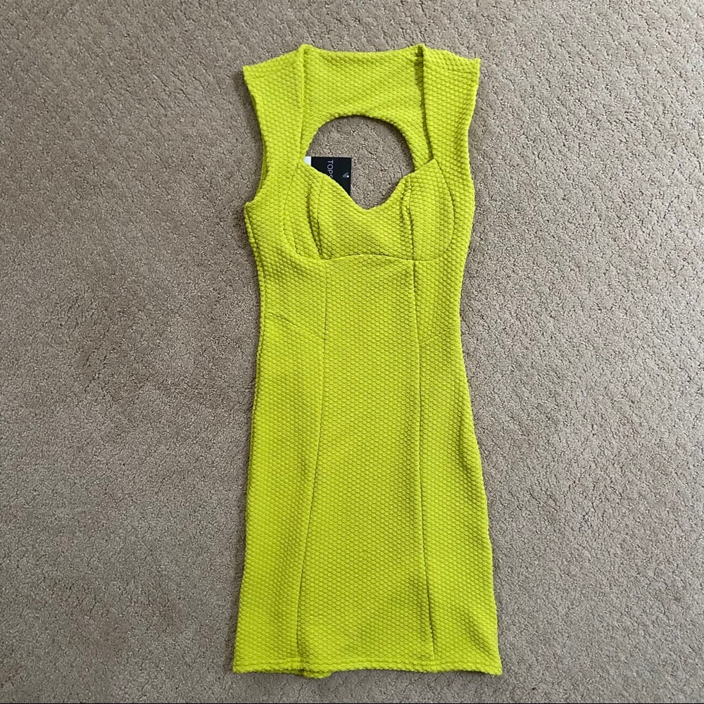 NWT Topshop Neon Yellow Sweetheart Bodycon Dress